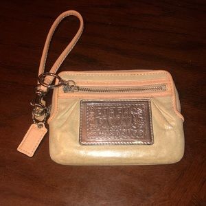 Coach Poppy White Pearl Shimmer Pink Zip Wristlet